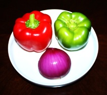  Red capsicum , Green capsicum and onion       