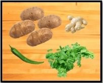 Potatoes, Green chili, Ginger & Coriander leaves