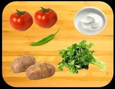 Tomatoes, Potatoes, Yogurt, Green chili & Coriander leaves